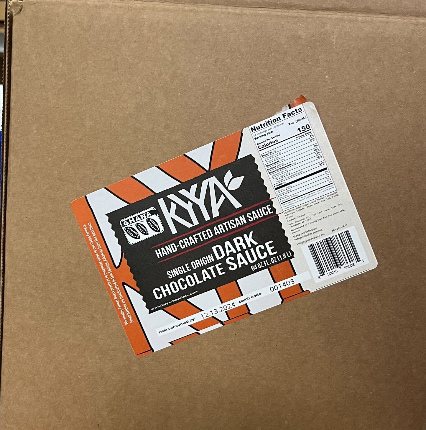 Single Origin Ghana Chocolate Sauce- 64oz Bottle