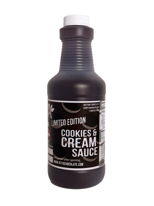 16 oz bottle with label that says cookies & Cream sauce